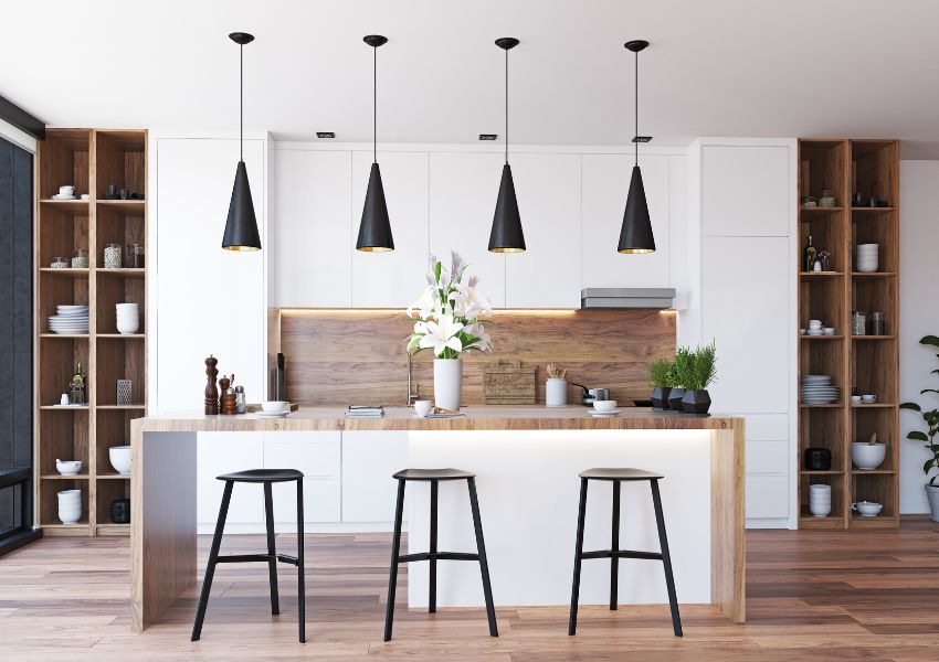 kitchen-with-lights-and-stools